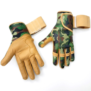 Guantes de Béisbol de Alto Rendimiento, Transpirables, Cómodos, con Puño Largo, Diseño de Camuflaje, Duraderos, de Cuero Genuino para Adultos, Ambidiestros, con Velcro - Product Image 1