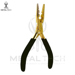 Pince à extensions de cheveux en acier inoxydable METAL TECH MT-HP-236 avec poignée noire, légère et de haute précision pour usage en salon - Product Image 3