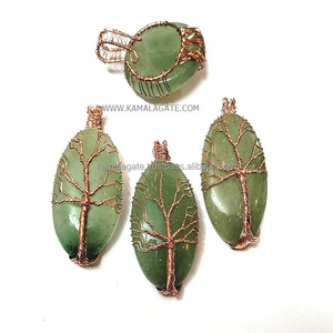 Pendentif artisanal en cristal naturel multi-pierres, fil de cuivre, style arbre de vie, fleur, pierre semi-précieuse, 30-35mm, 20g, artisanat - Product Image 2