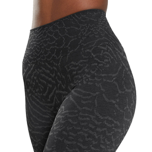 High Waist Full Length Yoga Leggings With Subtle Print Pattern Four-Way Stretch Spandex Polyester Activewear Pants - Product Image 6