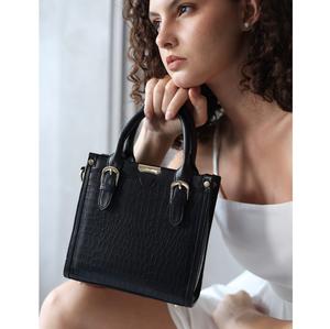 Sac fourre-tout en cuir véritable noir pour femme, sac à main de bureau tendance, artisanat du cuir - Product Image 5