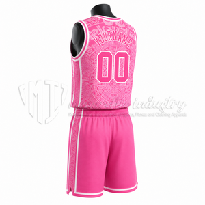 Conjunto de Uniforme de Baloncesto Sublimado Rosa Personalizado, 100% Poliéster, Secado Rápido, Transpirable, Cuello en V, Sin Mangas, Logotipo Personalizado, Posiciones del Equipo - Product Image 5