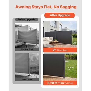 71\" X 236\" Outdoor Patio <b>Side</b> Awning 180 G/m2 Waterproof Polyester Fabric Retractable Sunshade Screen Sun Shelter - Product Image 3