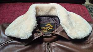 เสื้อแจ็คเก็ตหนังแท้สีน้ำตาลสำหรับผู้ชาย CHAMP KING พร้อมซับในขนสัตว์เทียม ปกคอพับ ปิดด้วยซิป สไตล์นักขี่มอเตอร์ไซค์สำหรับฤดูหนาว - Product Image 3