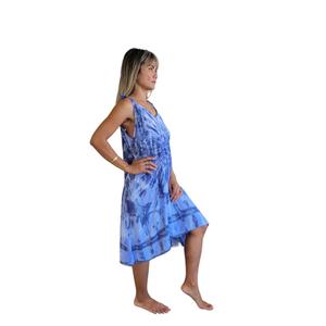 Bohemian Women Midi Dress Rayon Tie Dye Sleeveless Halter Neck Blue Variant Summer Vacation Dress - Product Image 4