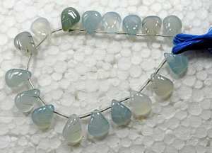 ลูกปัดหินแคลเซโดนีสีน้ำทะเลธรรมชาติรูปทรงลูกแพร์สำหรับทำเครื่องประดับแฮนด์เมดขายส่ง - Product Image 4