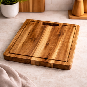 Planche à découper rectangulaire en bois d'acacia, style plateau de service, planche à découper de cuisine en bois massif, OEM personnalisé - Product Image 1