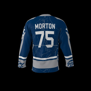 Maillots de hockey sur glace personnalisés par sublimation, ensembles personnalisés, logo couleur personnalisé, 100% polyester, matière respirante, séchage rapide, personnalisé - Product Image 2