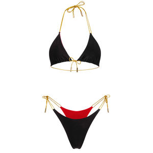 Ensemble de bikini triangle pour femme avec logo personnalisé, style streetwear, bretelles réglables, maillot de bain deux pièces, fabricant, vente en gros - Product Image 5