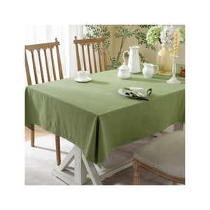 Geometrical 60x90 Inches Soft Durable Green Plain Dyed <b>Square</b> <b>Tablecloth</b> Linen Cotton Woven Classic Style Washable Home Use - Product Image 1