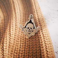 Épingles de revers et badges maçonniques exquis personnalisables, motif squelette maçonnique imprimé, légers, couleurs et logo personnalisables