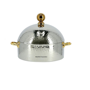 Luxurious Golden Hammered Buffet Food Warmer New Quality with Classic Design Stand Tabletop Hot <b>Pot</b> Middle Eastern Food Serving - Product Image 2