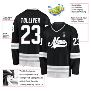 Maillot de hockey sur glace unisexe professionnel personnalisé OEM, 100 % polyester, maille imperméable et coupe-vent, sans couture, avec sangle élastique - Product Image 4