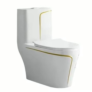 White Color Gold Line Floor-Mounted Luxury One-Piece Toilet Dual-Flush Automatic Deodorization Concealed Tank Easy Clean - Product Image 2