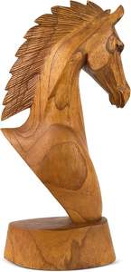 Escultura de caballo en madera pulida, diseño minimalista que captura la nobleza, la fuerza y la artesanía refinada, decoración. - Product Image 3