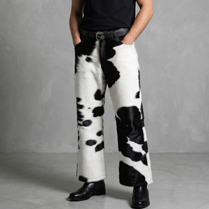 กางเกงหนังวัวแท้พรีเมียมทรงขาบานเอวยางยืดสำหรับผู้ชาย ปี 2026 จาก Unbridleds Industry ดีไซน์โดดเด่นทันสมัย - Product Image 1