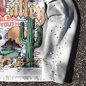 Sudadera con Capucha de Manga Larga de Felpa Waffle Vintage con Doble Manga y Pedrería, Estampado Serigrafiado Ecológico Personalizado OEM para Invierno - Product Image 2