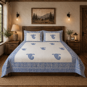 Jaipur Hand <b>Block</b> Printed Floral Pure Cotton Indian <b>Bed</b> Sheet Set Wholesale Durable Skin Friendly Non Toxic Dyes Home Hospital - Product Image 5