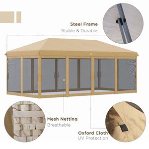 Tenda a baldacchino beige 10x20FT con pareti laterali in rete per eventi all'aperto - Product Image 4