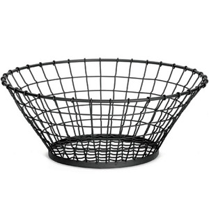 <b>Rectangle</b> Metal Wire <b>Storage</b> <b>Basket</b> Fruit <b>Storage</b> <b>Basket</b> Matte Black Stackable Simple Design Multi-Purpose Neatening <b>Basket</b> - Product Image 3