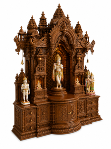 Divine Design Traditional Hindu Shrine <b>Mandir</b> Home Hand-Carved Teak Wood Premium Krishna Prayer Cabinet - Product Image 3