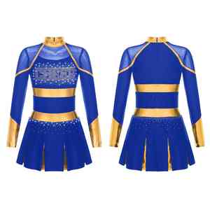 Conjunto de Ropa de Baile Personalizada para Niñas Pequeñas, Sin Mangas, Alta Elasticidad, Ropa Deportiva, Uniforme de Animadoras con Pedrería para Competencia Deportiva Infantil - Product Image 5