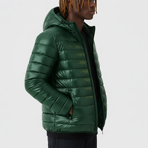 Wholesale Plus Size Canvas Cotton Padded <b>Warm</b> Winter Hooded <b>Waterproof</b> Bubble <b>Jacket</b> Custom Printed Front Logo Lightweight Men's - Product Image 2