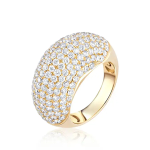 Luxury Women's 18K <b>Gold</b> Plated <b>Cocktail</b> <b>Ring</b> With Round Brilliant Cut Diamond For Party - Product Image 1