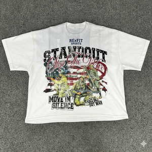 REXFIT SPORTS Camisetas Blancas de Algodón 100% Personalizadas al por Mayor, Impresión por Transferencia de Calor, Serigrafía, Camiseta de Moda para Hombre - Product Image 2