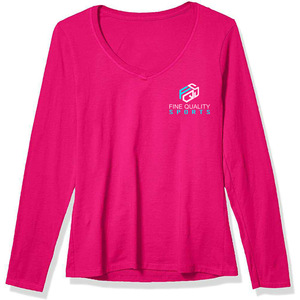 Camiseta de Algodón 100% para Mujer, Cuello en V, Manga Larga, Estilo Casual, 200 Gramos, Talla Grande, Moda Moderna para el Día a Día, Venta al Por Mayor - Product Image 6