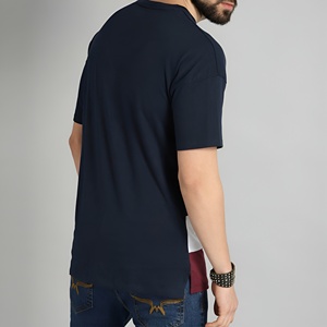 Camiseta de algodón con bloques de color para hombre, informal, de manga corta, estilo veraniego, transpirable, cómoda, estilo urbano, moderna. - Product Image 3