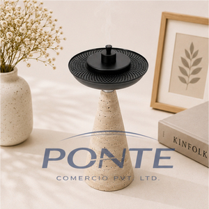 Luxury Stone Table Incense Burner Black Lid Handcrafted Metal Modern Design Eco-friendly Hotel Home Decor Aromatherapy - Product Image 6
