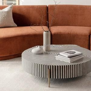 Mesa con Incrustaciones de Hueso de ILAHI, Diseño Moderno con Detalles de Ágata, Almacenamiento Portátil, Muebles para el Hogar - Product Image 3