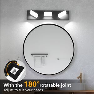 Lampada da Bagno a LED Moderna in Acrilico Nero Opaco, 3 Luci, 20 Pollici, Illuminazione da Parete M - Product Image 4