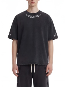 Camiseta Blanca de Algodón para Hombre, Personalizada, 220G, Peso Pesado, Manga Corta, Holgada, Estilo Oversize, Hombros Caídos, Estilo Urbano - Product Image 1