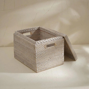 Unique Rattan <b>Baskets</b> Vietnam Woven Natural Rattan Rectangle Shaped with Lid <b>Basket</b> Hand <b>Wicker</b> Rattan <b>Baskets</b> Wholesale - Product Image 3