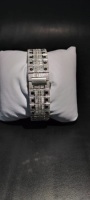 Montre automatique carrée pour homme, style Hip Hop de luxe, entièrement sertie de moissanite, avec chiffres romains, en argent Bauggette