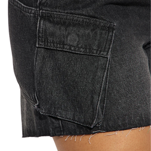 <b>Women's</b> Black <b>Denim</b> <b>Cargo</b> <b>Shorts</b> High Waist Casual Utility Regular Fit Raw Hem Fashion Streetwear Summer Breathable Quick Washed - Product Image 5