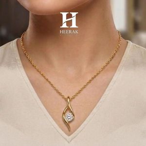 Elegante Collar con Colgante de Diamante Solitario en Espiral, Chapado en Oro de 14k, Colgante Moderno Trenzado para Mujer, Joyería Fina Minimalista - Product Image 1