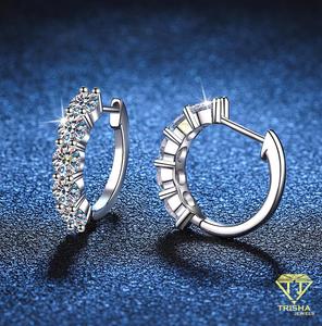 Premium Pink Moissanite <b>Stud</b> Earrings Round Halo Design White Gold Plated Fine Jewelry Wedding Bridal Gift - Product Image 1