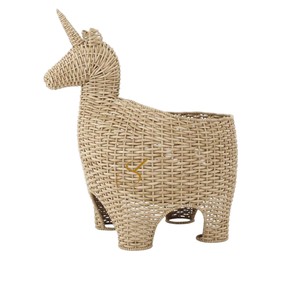 Cute Unicorn Shaped Rattan <b>Basket</b> Woven Decorative Animal Storage Bin Kids Toy Blanket Clothes Laundry <b>Hamper</b> - Product Image 1