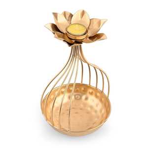 Portavelas de Metal con Base de Cuenco Urli para Decoración de Diwali, Soporte Decorativo para Velas Flotantes para Mesa del Hogar - Product Image 4