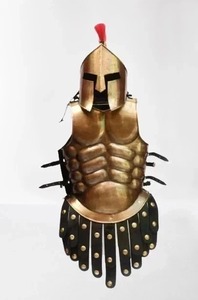 Ensemble de costume de guerrier spartiate 300, casque SCA avec armure pectorale, réplique grecque en laiton plaqué or, ensemble d'armure musculaire romaine avec casque - Product Image 4