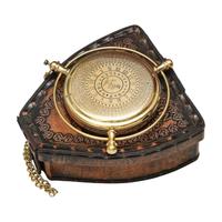 Boussole en laiton antique avec cadran plaqué or, forme irrégulière, objet de collection artistique, horloge décorative, style européen, design personnalisable