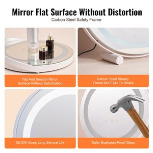 Smart Touch Control LED Makeup <b>Mirror</b> 12 <b>Vanity</b> <b>Mirror</b> <b>Lights</b> 360 5X Magnification 3 Color Lighting Modes - Product Image 6