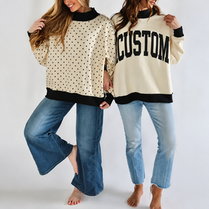 Sudadera de punto de forro polar oversize para mujer, con estampado de letras, hombros caídos asimétricos, capucha y longitud regular, transpirable por delante. - Product Image 2
