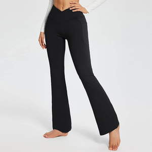 Leggings de yoga personnalisés en gros, taille haute, longueur cheville, en Spandex/Polyester, effet ventre plat, froncé aux fesses, écologiques et respirants - Product Image 1