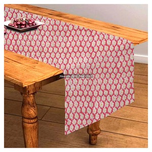 High Quality 100% Pure Cotton Modern Design Floral Hand Block Printed <b>Table</b> <b>Runner</b> Customizable Size For Wedding Events Home - Product Image 3