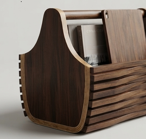 Cesta de Almacenamiento Multifuncional Moderna de Una Sola Capa, Color Marrón, Hecha a Mano, de Madera, para Cocina, Uso Doméstico, Venta al Por Mayor - Product Image 3