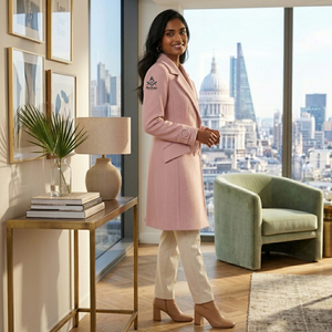 Manteau Trench Rose en Laine Coupe-Vent Longueur Midi Élégant pour Femme, Tenue Maçonnique Héritage Delta Sigma Greek - Product Image 3